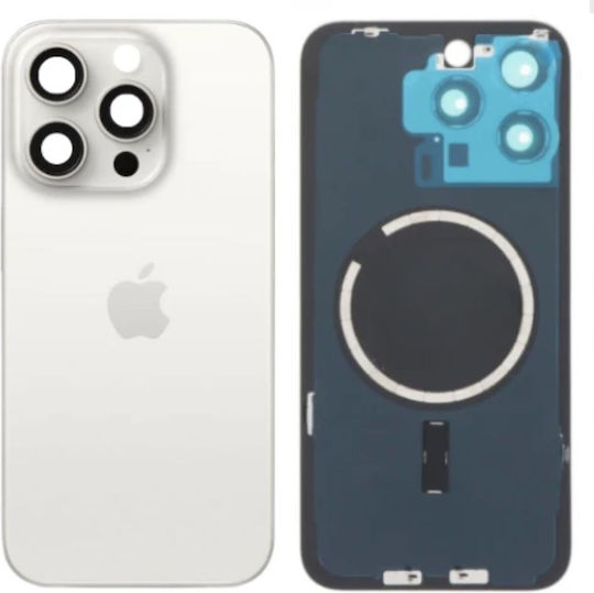 Πίσω Γυαλί Μαγνήτες Magsafe & Camera Lens Iphone 15 Pro White Titanium