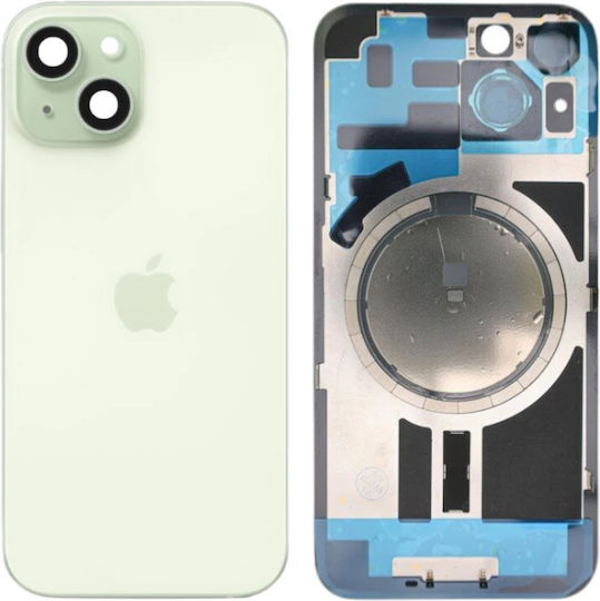 Rückseitiges Glas Stahlplatte Magneten Magsafe & Kameraobjektiv iPhone 15 Grün