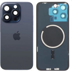 Πίσω Γυαλί Μαγνήτες Magsafe & Camera Lens Iphone 15 Pro Blue Titanium Πίσω Γυαλί Μαγνήτες Magsafe & Camera Lens Iphone 15 Pro Blue Titanium