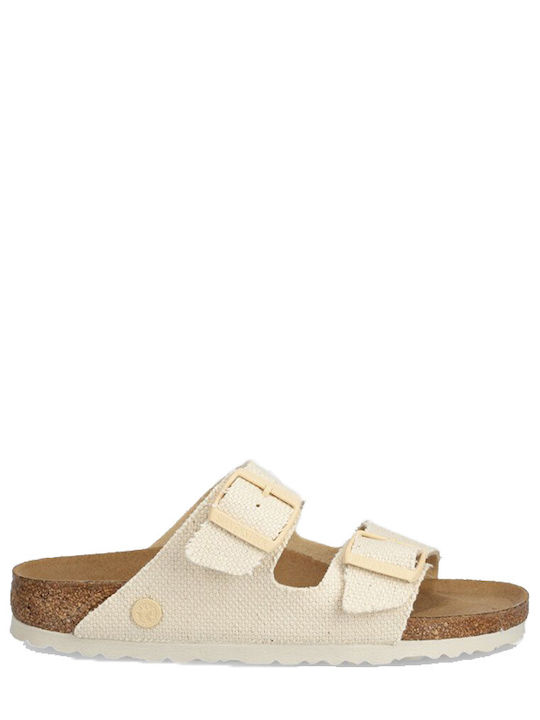 Birkenstock Classic Arizona Leather Women's Flat Sandals in Ecru Color Narrow Fit