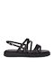 Connie Leather Women's Flat Sandals Black