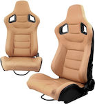 Autoline Driver Car Seat Bucket Leather Beige