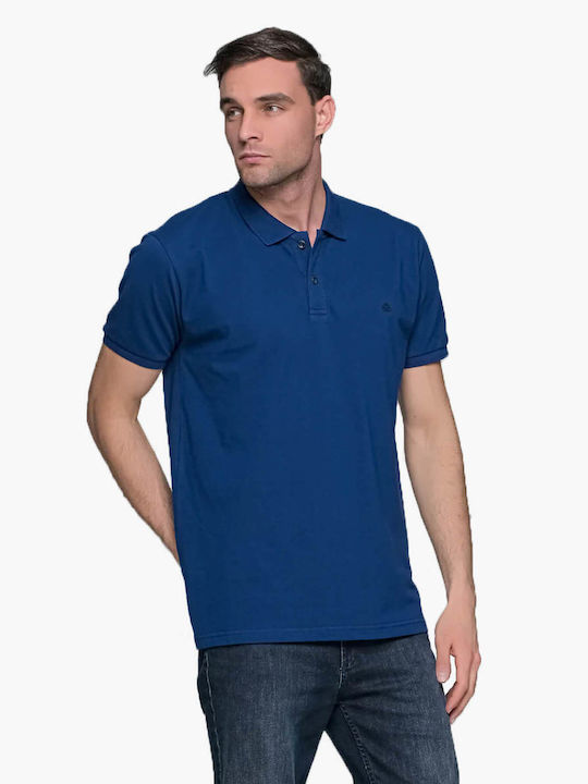 Everbest Men's Long Sleeve Blouse Polo Blue