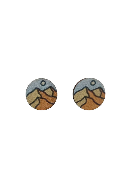 Women's Stud Wooden Earrings "mountains" - 490183600113845