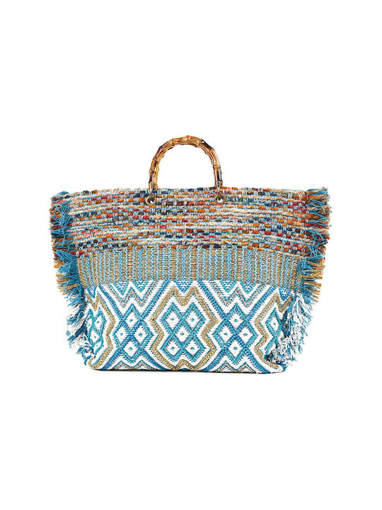 Green Women's Beach Bag 14-0255 Cotton Blue