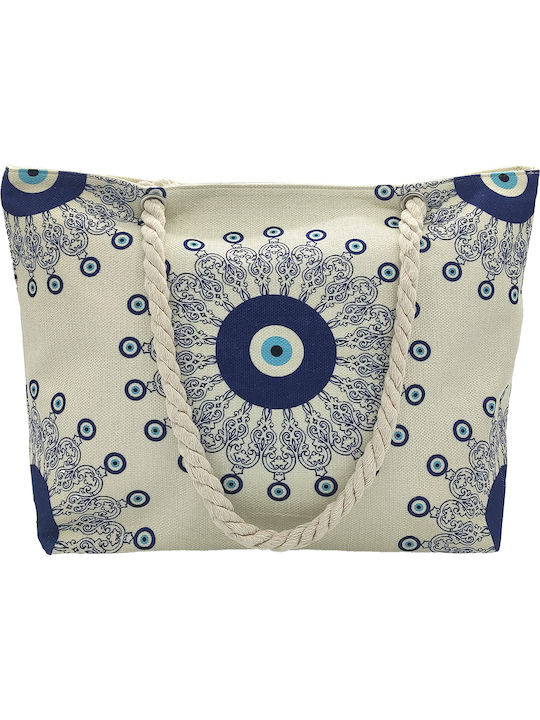 Gift-Me Τσάντα Θαλάσσης από Καραβόπανο με Πορτοφόλι με σχέδιο Μάτι Μπλε