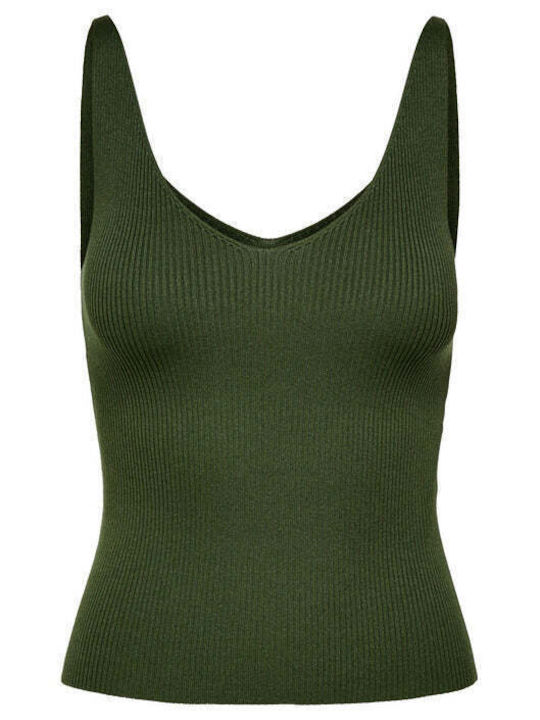 Jacqueline De Yong Damen Sommerliche Bluse Ärmellos mit V-Ausschnitt Grün
