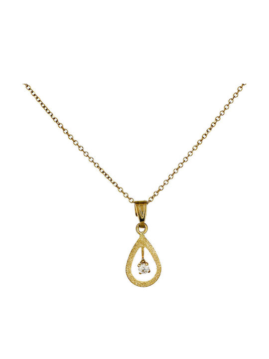 Tropfenförmiger Zirkonia-Anhänger 14K Gold P-71378 Gelbgold K14