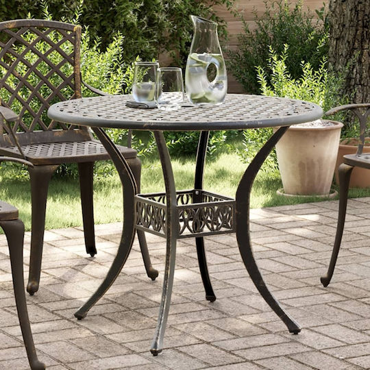 Masă Fer Forge Pentru Spații Mici Exterioare Din Aluminiu Bronz 90x90x75cm