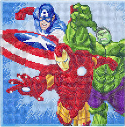 Комплект за кристално изкуство на платно Craft Buddy Kids Crafts Superheroes Marvel 30x30см Cbcak-mcu940m