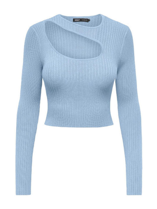 Only Women's Crop Top Long Sleeve Blue