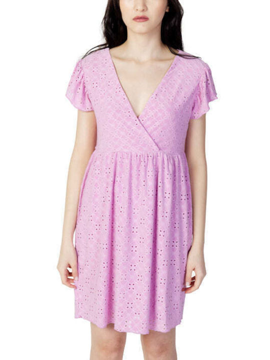 Jacqueline De Yong Summer Mini Dress Pink