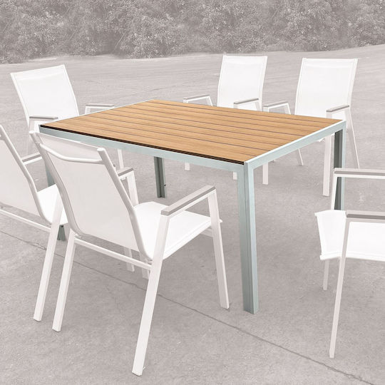 Маса Стабилна Polywood с Метален Скелет Virna Бял 150x90x73бр