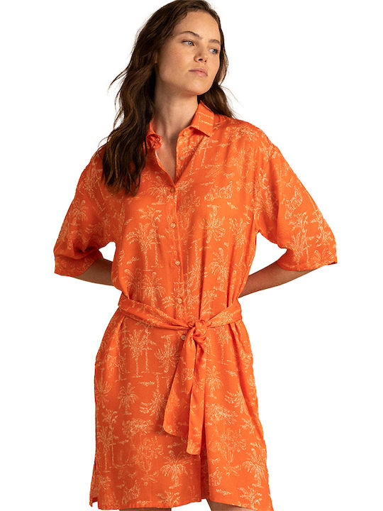 Sommer Mini Hemdkleid Orange