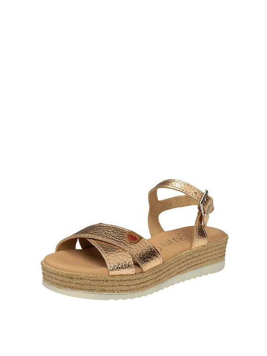 Oh My Sandals Παπουτσοπέδιλα Ροζ Χρυσό