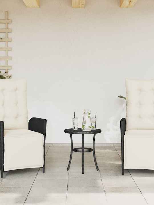 Scaun de exterior Rattan Negru cu pernă 2buc 57...