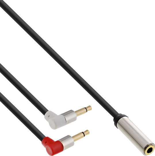 InLine Καλώδιο Ήχου 3.5mm female - 2x 3.5mm male Μαύρο 1m με Επίχρυσους Ακροδέκτες 99251A