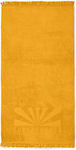 Funky Buddha Logo Yellow Cotton Beach Towel with Fringes 170x90cm