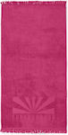 Funky Buddha Logo Purple Cotton Beach Towel with Fringes 170x90cm