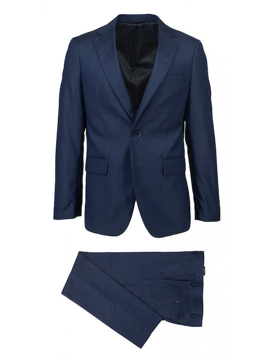 New York Tailors Ανδρικό Κοστούμι με Στενή Εφαρμογή Μπλε