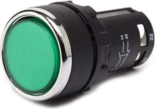 Emas On-Off switch Pushbutton Green 1pcs