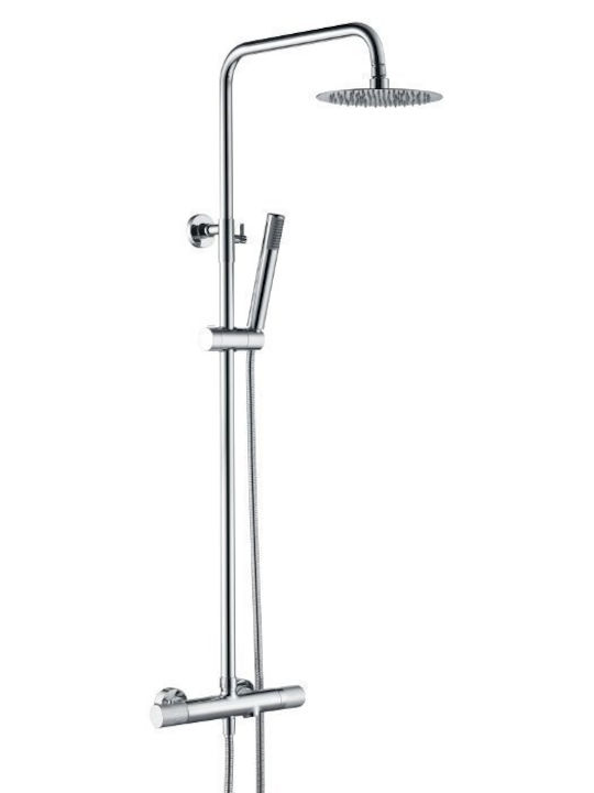 Imex Line Adjustable Shower Column with Mixer 115-165cm Silver