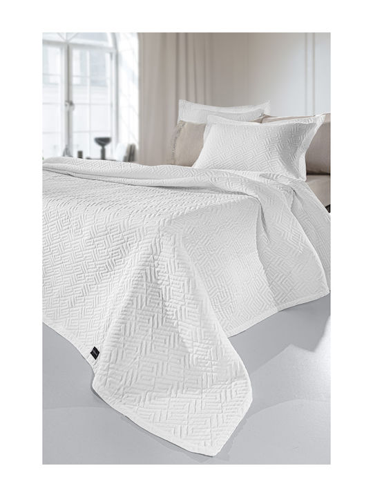 Guy Laroche Pattern Blanket 100% cotton Queen 245x260cm. White