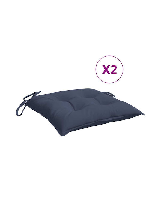 vidaXL Waterproof Garden Chair Cushion Navy Blue 2pcs 40x40cm.