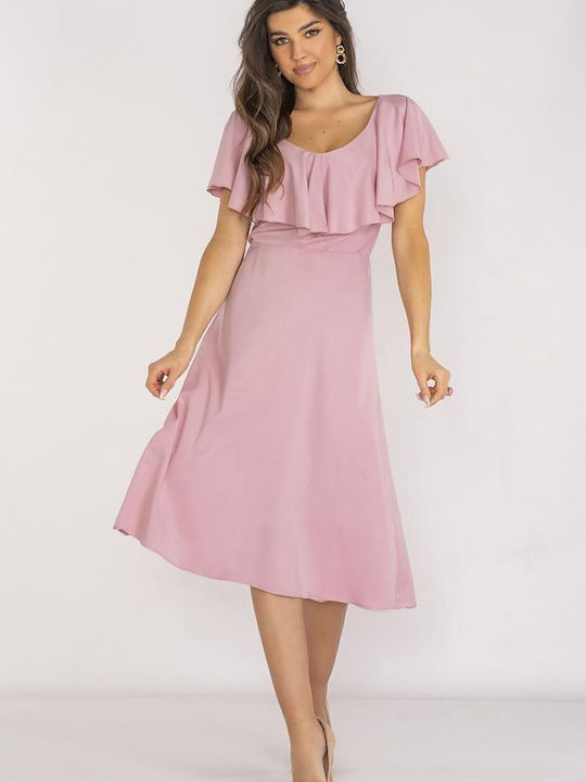 Awama Dress with Ruffle Pink