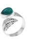 Silber 925 Blatt Ring mit Türkis Stein Verstellbar Chevalier