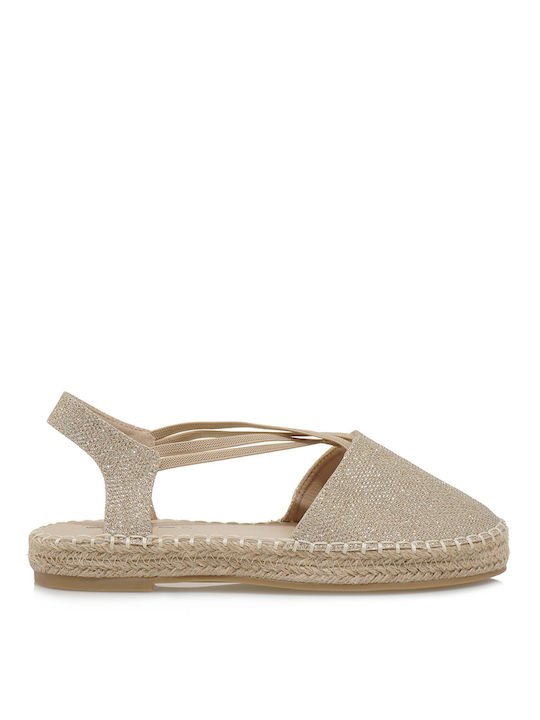 JK London Women's Synthetic Leather Espadrilles Gold