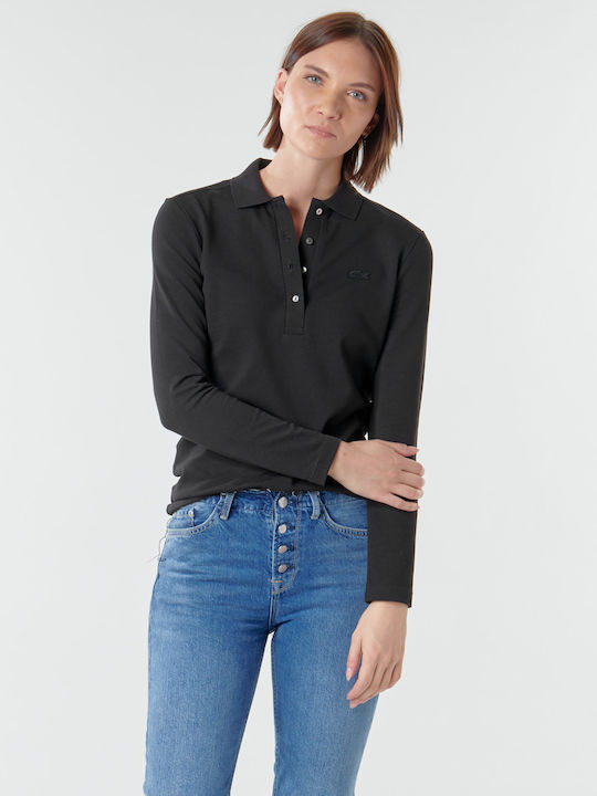 Lacoste Bluza damă Polo Mânecă lungă Neagră