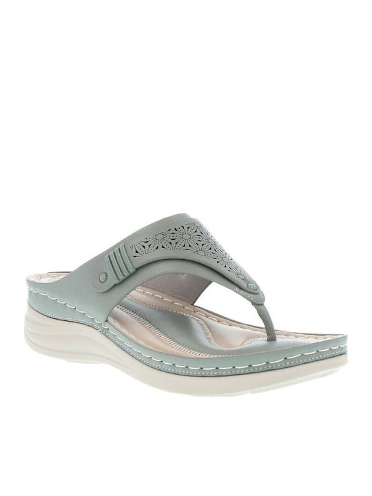 Leather Women's Flat Sandals in Gray Color