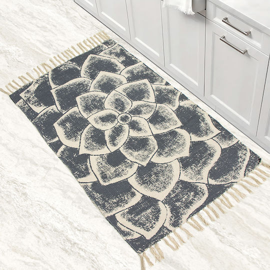 Lino Home Teppich Rechteckig Synthetisch,Polyester/Cotton/Leather mit Fransen Grey