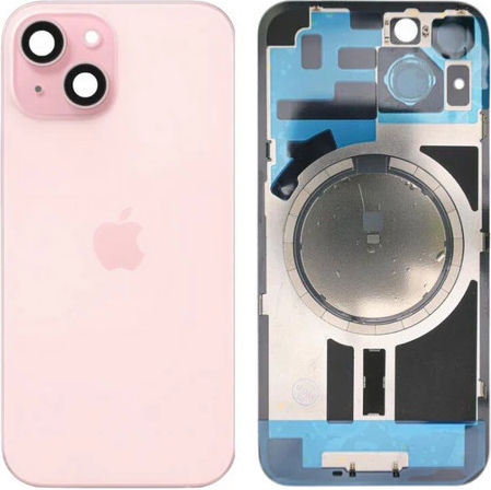Rückseite Glas Stahlplatte Magnete Magsafe & Kameraobjektiv Iphone 15 Pink