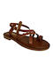Ioannis Leather Women's Sandals Tabac Brown