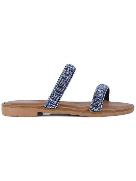 Robinson Leather Women's Sandals with Strass Blue