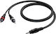 Procab Procab 3.5mm Male Jack Cable - 2x RCA Male Terminals Black Length 1.5m CAB711/10