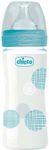 Chicco Glasflasche Well Being Gegen Koliken mit Silikonsauger für 0+, 0+ m, Monate Blue Kreise 240ml 1Stück