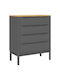 Sideboard made of Solid Wood with Drawers Grey 76.5x39x90.5cm