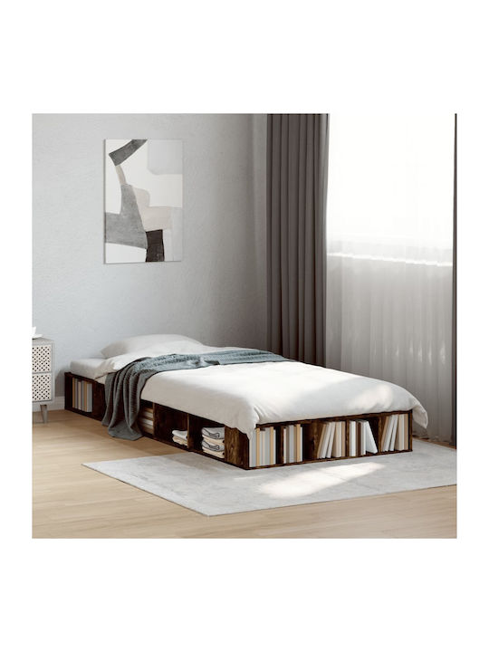 Single Wooden Brown Bed Base with Slats for Mat...