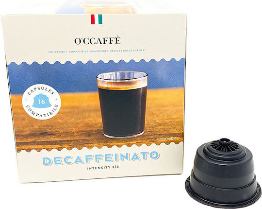O'Ccaffè Капсули Еспресо Безкофеинов Съвместими с машина Dolce Gusto 16капси