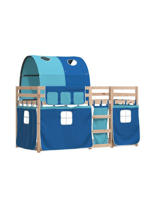 Kinderbett Hochbett Einzeln Blau für Matratze 90x190cm