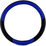 Autoline Car Steering Wheel Cover with Diameter 36cm Leather Black with Blue Seam