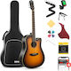 Donner Akustisch Gitarre Sunburst