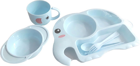 BestFor Feeding Set Elephant made of Plastic Blue 5pcs