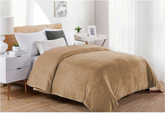 Dimcol Κουβέρτα Fleece Υπέρδιπλη 220x240εκ. Beige 1433125588600280