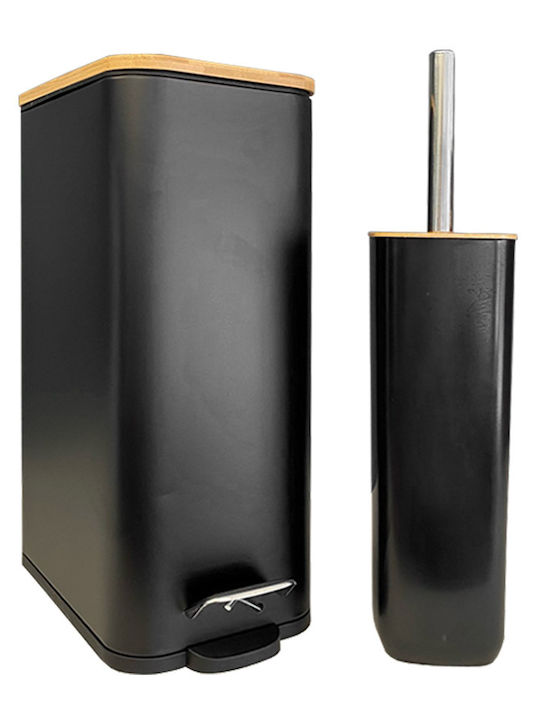 Sidirela Metallisch Set aus Toilettenbürste und Mülleimer für das Badezimmer 7Es Schwarz