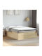 Half Double Wooden Bed Base Beige with Slats for Mattress 120x200cm