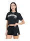 Converse Chuck Γυναικείο Αθλητικό Crop T-shirt Μαύρο